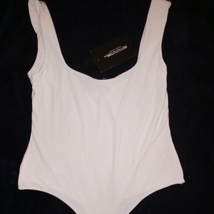 White thong body suit